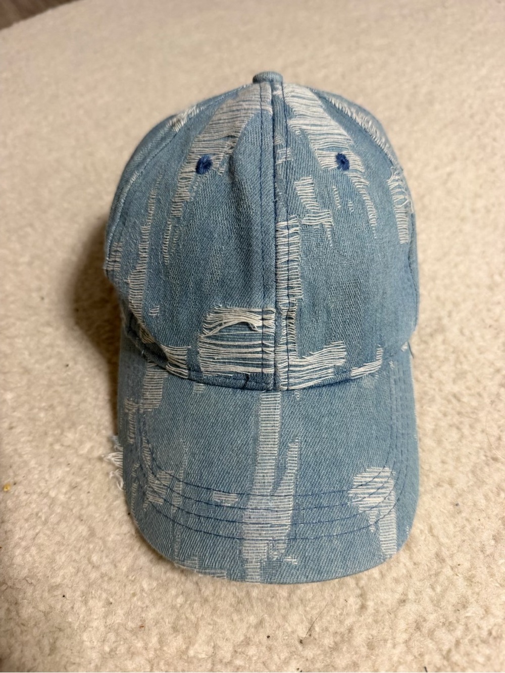 Steve Madden Blue Distressed Denim Baseball Cap Hat